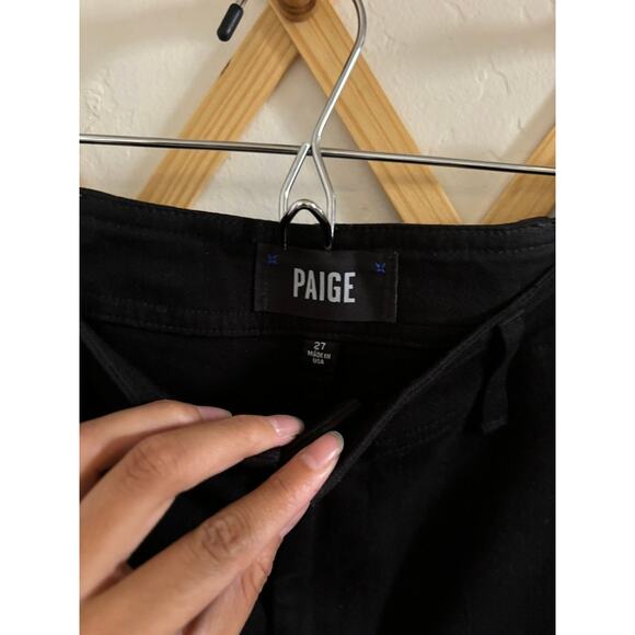 Paige Jeans Women's 27 Black Nellie Clean-Front Denim High Rise Wide Leg - Picture 3 of 6